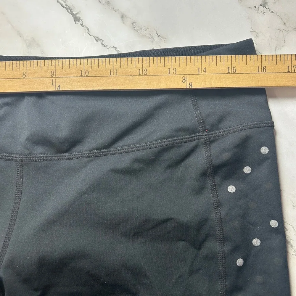 Nike Womens Epic Lux Running Leggings L Black Reflective Polka Dot Pockets 0825